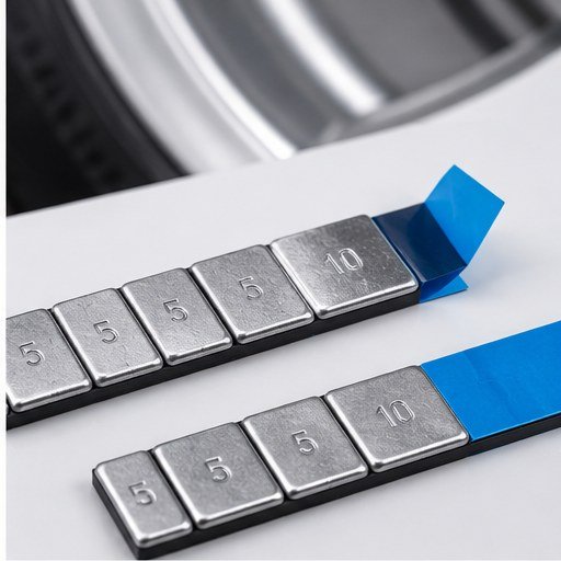 Amoha adhesive wheel weight strips ready to apply to an alloy wheel