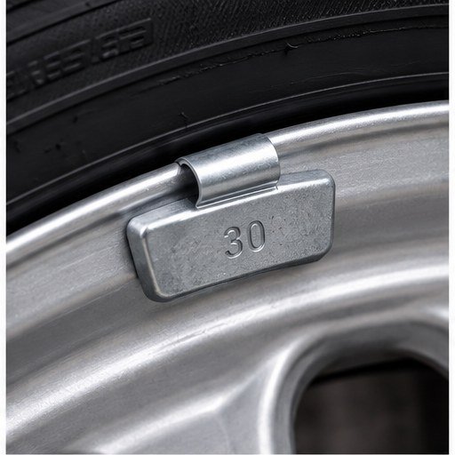 Amoha clip on wheel weights in a range of sizes, mounted on a wheel rim